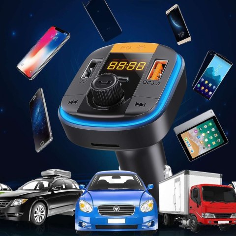Yesido Transmiter samochodowy Bluetooth 5.0 FM Szybka Ładowarka 43W 2x USB QC 3.0 + USB-C PD Micro SD Yesido do samochodu czarny Yesido Transmiter samochodowy Bluetooth 5.0 FM Szybka Ładowarka 43W 2x USB QC 3.0 + USB-C PD Micro SD Yesido do samochodu czarny