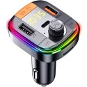 Yesido Transmiter samochodowy Bluetooth 5.0 FM Szybka Ładowarka 43W 2x USB QC 3.0 + USB-C PD Micro SD Yesido do samochodu czarny