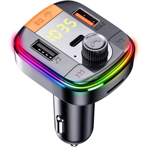 Yesido Transmiter samochodowy Bluetooth 5.0 FM Szybka Ładowarka 43W 2x USB QC 3.0 + USB-C PD Micro SD Yesido do samochodu czarny Yesido Transmiter samochodowy Bluetooth 5.0 FM Szybka Ładowarka 43W 2x USB QC 3.0 + USB-C PD Micro SD Yesido do samochodu czarny
