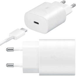 Samsung Oryginalna Ładowarka sieciowa USB-C Samsung 25W + Kabel Type C 180cm Premium Super Fast Charge Zestaw Biała