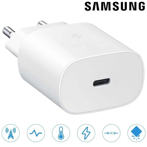 Samsung Oryginalna Ładowarka sieciowa USB-C Samsung 25W + Kabel Type C 180cm Premium Super Fast Charge Zestaw Biała Samsung Oryginalna Ładowarka sieciowa USB-C Samsung 25W + Kabel Type C 180cm Premium Super Fast Charge Zestaw Biała
