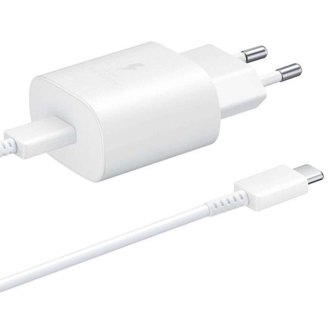 Samsung Oryginalna Ładowarka sieciowa USB-C Samsung 25W + Kabel Type C 180cm Premium Super Fast Charge Zestaw Biała Samsung Oryginalna Ładowarka sieciowa USB-C Samsung 25W + Kabel Type C 180cm Premium Super Fast Charge Zestaw Biała