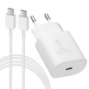 Samsung Oryginalna Ładowarka sieciowa USB-C Samsung 25W + Kabel Type C 180cm Premium Super Fast Charge Zestaw Biała