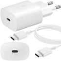 Samsung Oryginalna Ładowarka sieciowa USB-C Samsung 25W + Kabel Type C 180cm Premium Super Fast Charge Zestaw Biała