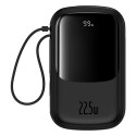 Baseus Powerbank Baseus Qpow Pro+ 20000mAh 22.5W z wbudowanym kablem USB-C i wyświetlaczem - czarny
