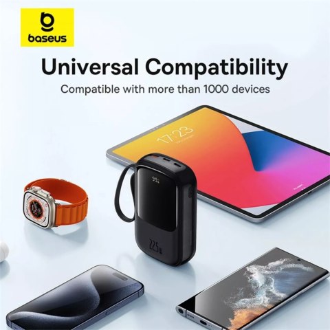 Baseus Powerbank Baseus Qpow Pro+ 20000mAh 22.5W z wbudowanym kablem USB-C i wyświetlaczem - czarny Baseus Powerbank Baseus Qpow Pro+ 20000mAh 22.5W z wbudowanym kablem USB-C i wyświetlaczem - czarny