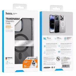Hoco Etui Hoco futerał kompatybilny z MagSafe AS3 do Apple iPhone 15 Plus czarny transparentny