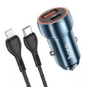 Hoco HOCO ładowarka samochodowa USB A + Typ C + kabel Typ C do Lightning PD QC3.0 3A 20W Z46A niebieska