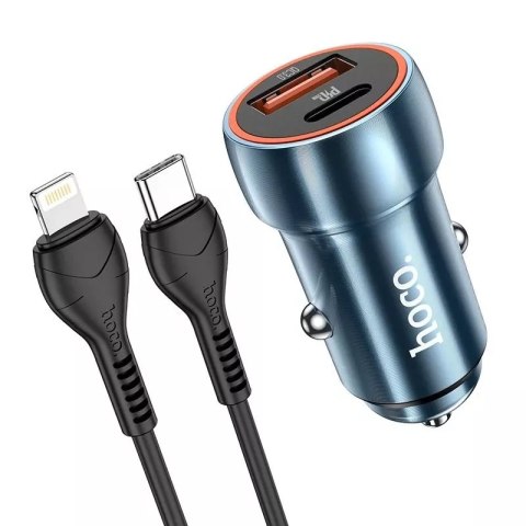 Hoco HOCO ładowarka samochodowa USB A + Typ C + kabel Typ C do Lightning PD QC3.0 3A 20W Z46A niebieska Hoco HOCO ładowarka samochodowa USB A + Typ C + kabel Typ C do Lightning PD QC3.0 3A 20W Z46A niebieska