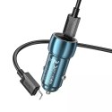 Hoco Ładowarka samochodowa HOCO 2 x Typ C + kabel Typ C do Lightning PD QC3.0 3A 40W Z48 niebieska