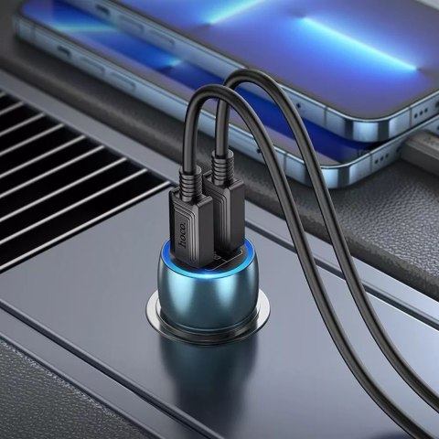 Hoco Ładowarka samochodowa HOCO 2 x Typ C + kabel Typ C do Lightning PD QC3.0 3A 40W Z48 niebieska Hoco Ładowarka samochodowa HOCO 2 x Typ C + kabel Typ C do Lightning PD QC3.0 3A 40W Z48 niebieska