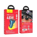 Hoco Ładowarka samochodowa HOCO USB A + Typ C z wyświetlaczem PD QC3.0 3A 48W Z50 niebieska