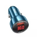 Hoco Ładowarka samochodowa HOCO USB A + Typ C z wyświetlaczem PD QC3.0 3A 48W Z50 niebieska