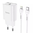 Hoco Ładowarka sieciowa HOCO Typ C + kabel Typ C do Lightning PD 20W N14 biała