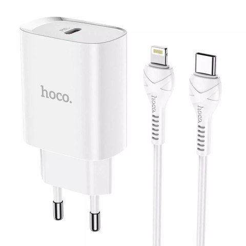 Hoco Ładowarka sieciowa HOCO Typ C + kabel Typ C do Lightning PD 20W N14 biała Hoco Ładowarka sieciowa HOCO Typ C + kabel Typ C do Lightning PD 20W N14 biała