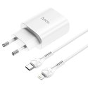 Hoco Ładowarka sieciowa HOCO Typ C + kabel Typ C do Lightning PD 20W N14 biała