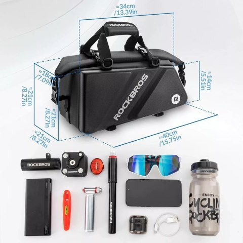 RockBros Torba Rockbros 30140090001 rowerowa na bagażnik 11,6l - czarna RockBros Torba Rockbros 30140090001 rowerowa na bagażnik 11,6l - czarna