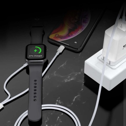 Yesido Kabel USB do ładowania 2w1 ładowarka indukcyjna magnetyczna do Apple Watch Przewód do iPhone Lightning Yesido CA70 2.4A 1.2m Bia Yesido Kabel USB do ładowania 2w1 ładowarka indukcyjna magnetyczna do Apple Watch Przewód do iPhone Lightning Yesido CA70 2.4A 1.2m Bia
