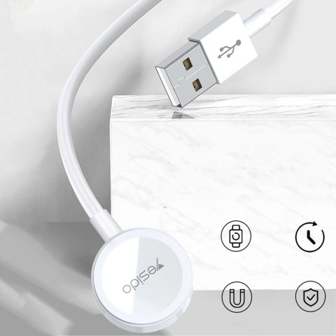 Yesido Kabel USB do ładowania 2w1 ładowarka indukcyjna magnetyczna do Apple Watch Przewód do iPhone Lightning Yesido CA70 2.4A 1.2m Bia Yesido Kabel USB do ładowania 2w1 ładowarka indukcyjna magnetyczna do Apple Watch Przewód do iPhone Lightning Yesido CA70 2.4A 1.2m Bia