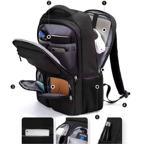 Bange Plecak wodoodporny Bange torba na laptopa 15.6" do pracy szkoły samolotu 47x30,5x17 cm męski damski Bange Plecak wodoodporny Bange torba na laptopa 15.6" do pracy szkoły samolotu 47x30,5x17 cm męski damski