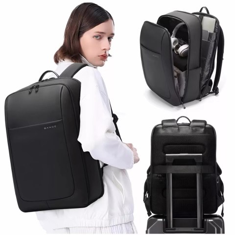 Bange Plecak wodoodporny Bange torba na laptopa 15.6" miejski podróżny 46x30x16 cm do pracy szkoły samolotu męski damski Czarny Bange Plecak wodoodporny Bange torba na laptopa 15.6" miejski podróżny 46x30x16 cm do pracy szkoły samolotu męski damski Czarny