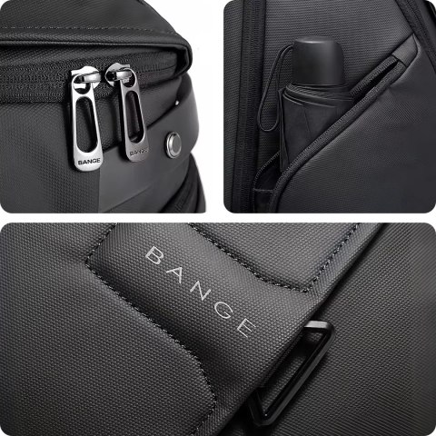 Bange Plecak wodoodporny Bange torba na laptopa 15.6" miejski podróżny 46x30x19 cm do pracy szkoły samolotu męski damski Czarny Bange Plecak wodoodporny Bange torba na laptopa 15.6" miejski podróżny 46x30x19 cm do pracy szkoły samolotu męski damski Czarny