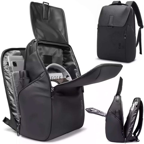 Bange Plecak wodoodporny Bange torba na laptopa 15.6" miejski podróżny 46x30x19 cm do pracy szkoły samolotu męski damski Czarny Bange Plecak wodoodporny Bange torba na laptopa 15.6" miejski podróżny 46x30x19 cm do pracy szkoły samolotu męski damski Czarny