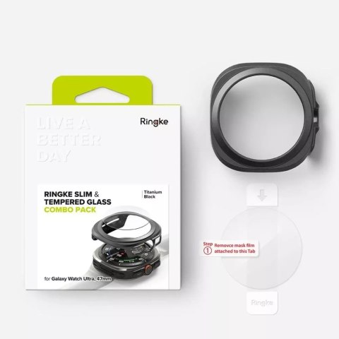 Ringke Etui ze szkłem Ringke Slim & Tempered Glass do Samsung Galaxy Watch Ultra (47 mm) Titanium Black Ringke Etui ze szkłem Ringke Slim & Tempered Glass do Samsung Galaxy Watch Ultra (47 mm) Titanium Black