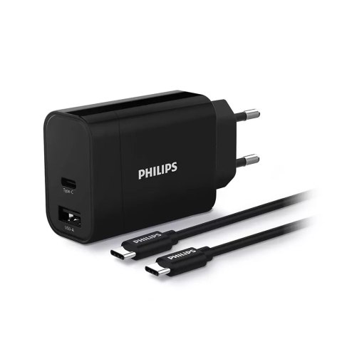 Philips Ładowarka Philips 30W USB-A + USB-C PD QC + Kabel 1M Ttyp- C NA Typ C PD Phil-DLP2621C/12 Philips Ładowarka Philips 30W USB-A + USB-C PD QC + Kabel 1M Ttyp- C NA Typ C PD Phil-DLP2621C/12