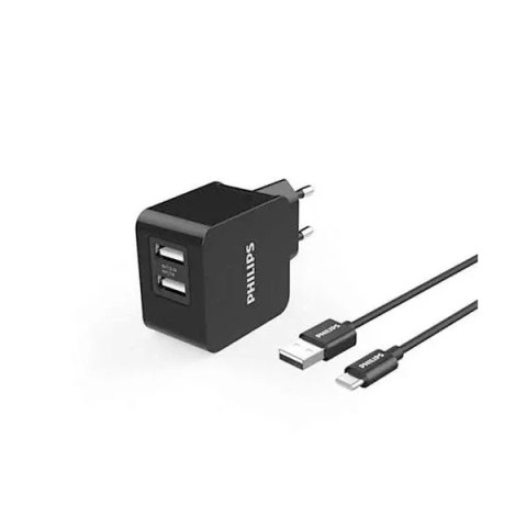 Philips Ładowarka sieciowa 3A 15,5W czarna Philips + kabel Typ-C USB-C 3100mA 2xUSB Dual Quick Charge phil-dlp2307a/12 Philips Ładowarka sieciowa 3A 15,5W czarna Philips + kabel Typ-C USB-C 3100mA 2xUSB Dual Quick Charge phil-dlp2307a/12