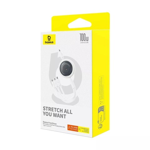 Baseus Kabel Baseus Free2Draw CB000084 zwijany USB-C - Lightning / USB-C / micro USB 100W 1.1m - biały Baseus Kabel Baseus Free2Draw CB000084 zwijany USB-C - Lightning / USB-C / micro USB 100W 1.1m - biały