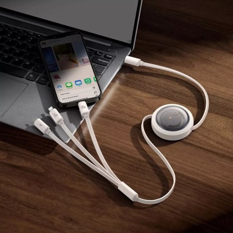 Baseus Kabel Baseus Free2Draw CB000084 zwijany USB-C - Lightning / USB-C / micro USB 100W 1.1m - biały Baseus Kabel Baseus Free2Draw CB000084 zwijany USB-C - Lightning / USB-C / micro USB 100W 1.1m - biały