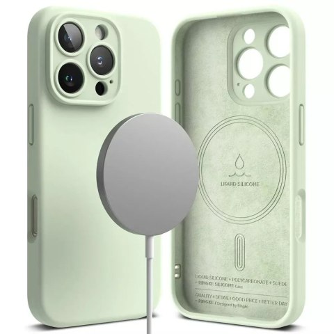 Ringke Etui magnetyczne silikonowe Ringke MagSafe do iPhone 16 Pro obudowa pokrowiec Zielony Ringke Etui magnetyczne silikonowe Ringke MagSafe do iPhone 16 Pro obudowa pokrowiec Zielony