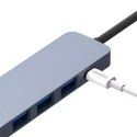 Somostel Hub Adapter USB Somostel SMS-BZ08 PD 60W 1XTYP-C 2XUSB 2.0 1X USB 3.0 1x HDMI 4K Szary