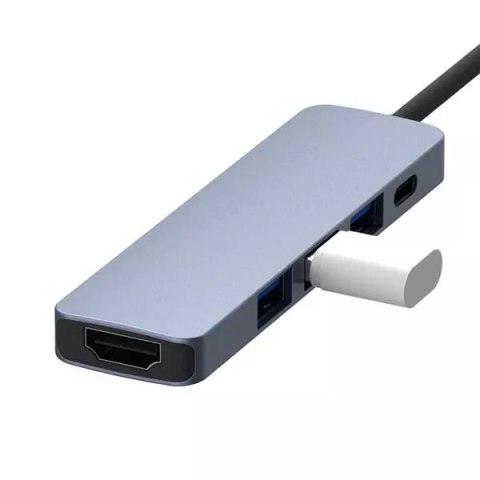 Somostel Hub Adapter USB Somostel SMS-BZ08 PD 60W 1XTYP-C 2XUSB 2.0 1X USB 3.0 1x HDMI 4K Szary Somostel Hub Adapter USB Somostel SMS-BZ08 PD 60W 1XTYP-C 2XUSB 2.0 1X USB 3.0 1x HDMI 4K Szary