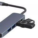 Somostel Hub Adapter USB Somostel SMS-BZ08 PD 60W 1XTYP-C 2XUSB 2.0 1X USB 3.0 1x HDMI 4K Szary