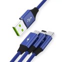 Somostel Kabel 3w1 USB-C micro USB Lightning szybkie ładowanie SOMOSTEL SMS-BW03 QC3.0 Quick Charge 2.1A 10W 1.2 m Powerline Niebieski