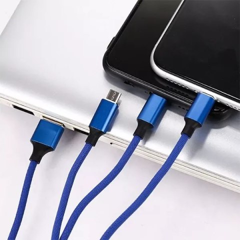 Somostel Kabel 3w1 USB-C micro USB Lightning szybkie ładowanie SOMOSTEL SMS-BW03 QC3.0 Quick Charge 2.1A 10W 1.2 m Powerline Niebieski Somostel Kabel 3w1 USB-C micro USB Lightning szybkie ładowanie SOMOSTEL SMS-BW03 QC3.0 Quick Charge 2.1A 10W 1.2 m Powerline Niebieski