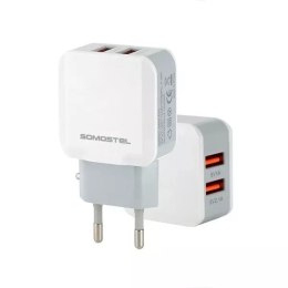 Somostel Ładowarka sieciowa 2x USB 2.1A SOMOSTEL 2100mA SMS-A13 Biały