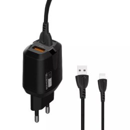 Somostel Ładowarka sieciowa 2x USB 2.4A + kabel iPhone SOMOSTEL 2400mA SMS-A139 Czarny