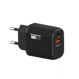 Somostel Ładowarka sieciowa 3A 18W USB, USB Typu-C + kabel do iPhone SOMOSTEL QC3.0 SMS-Q01 Czarny
