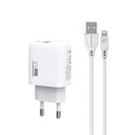 Somostel Ładowarka sieciowa 3A 18W USB, USB Typu-C + kabel do iPhone szybkie ładowanie SOMOSTEL QC3.0 SMS-Q01 Biały