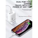 Somostel Ładowarka sieciowa 3A 18W USB, USB Typu-C + kabel do iPhone szybkie ładowanie SOMOSTEL QC3.0 SMS-Q01 Biały