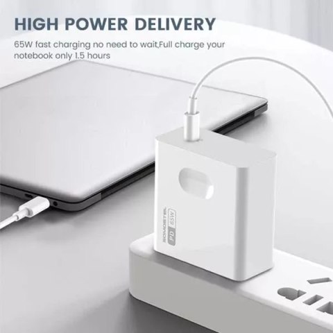 Somostel Ładowarka sieciowa 65W + kabel Typ-C do Typ-C Somostel Power Deliver Q15 PD Biały Somostel Ładowarka sieciowa 65W + kabel Typ-C do Typ-C Somostel Power Deliver Q15 PD Biały