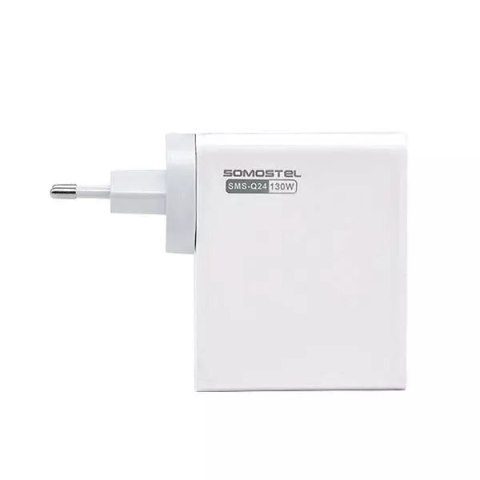 Somostel Ładowarka sieciowa Somostel Power Selivery Q24 130W Gan 2x USB-C + 2x USB QC 3.0 Biała Somostel Ładowarka sieciowa Somostel Power Selivery Q24 130W Gan 2x USB-C + 2x USB QC 3.0 Biała