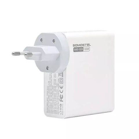 Somostel Ładowarka sieciowa Somostel Power Selivery Q24 130W Gan 2x USB-C + 2x USB QC 3.0 Biała Somostel Ładowarka sieciowa Somostel Power Selivery Q24 130W Gan 2x USB-C + 2x USB QC 3.0 Biała