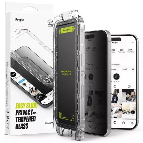 Ringke Szkło Prywatyzujące Ringke Easy Slide 2-Pack do iPhone 15 / 16 Privacy Ringke Szkło Prywatyzujące Ringke Easy Slide 2-Pack do iPhone 15 / 16 Privacy