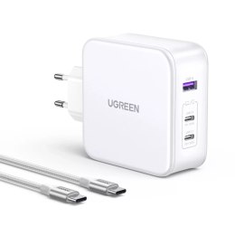 UGreen Ładowarka sieciowa GaN Ugreen Nexode USB-A/2xUSB-C 140W + kabel USB-C 1.5m - Biały
