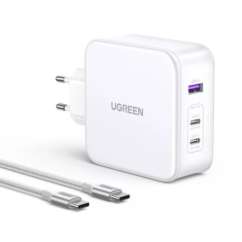 UGreen Ładowarka sieciowa GaN Ugreen Nexode USB-A/2xUSB-C 140W + kabel USB-C 1.5m - Biały UGreen Ładowarka sieciowa GaN Ugreen Nexode USB-A/2xUSB-C 140W + kabel USB-C 1.5m - Biały
