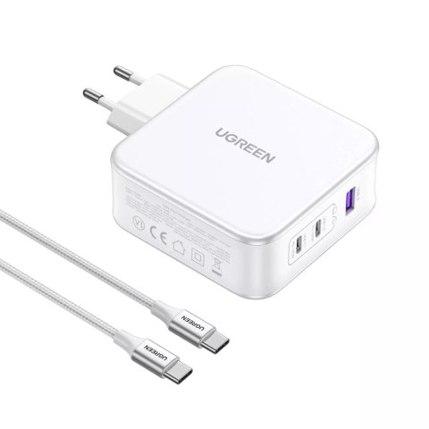 UGreen Ładowarka sieciowa GaN Ugreen Nexode USB-A/2xUSB-C 140W + kabel USB-C 1.5m - Biały UGreen Ładowarka sieciowa GaN Ugreen Nexode USB-A/2xUSB-C 140W + kabel USB-C 1.5m - Biały